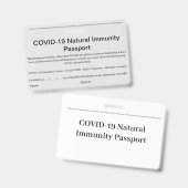 COVID Natural Immunity Passport ID's Badge card (Voor- en achterkant)