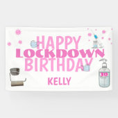 Covid Personalized Lockdown Pink Birthday Banner (Horizontaal)