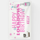 Covid Personalized Lockdown Pink Birthday Banner (Verticaal)