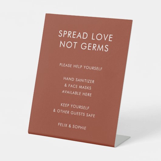 Covid Safety | Sanitisering van het Terracotta Wed Reclamebord Met Voetstuk (Voorkant)
