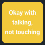 Covid Social Distancing Color Coded Yellow Vierkante Sticker<br><div class="desc">Pas voor uw gebeurtenis voor gasten aan om te draag,  signaal door kleur en bericht</div>