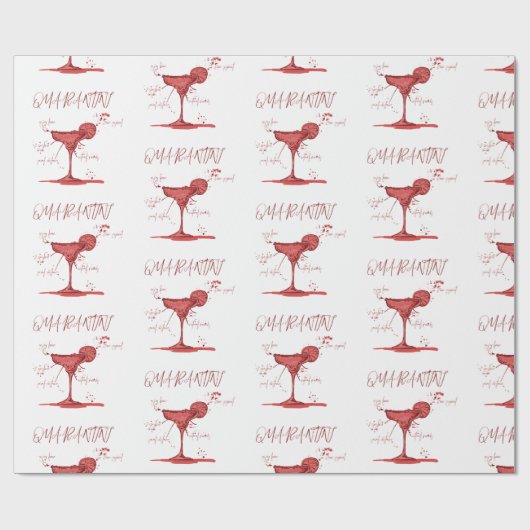 Covid Social Distancing Fun Quarantini Martini Cadeaupapier (Vlak)