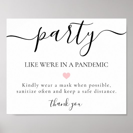 Covid Social Distancing Weduwing Reception Sign Poster (Voorkant)