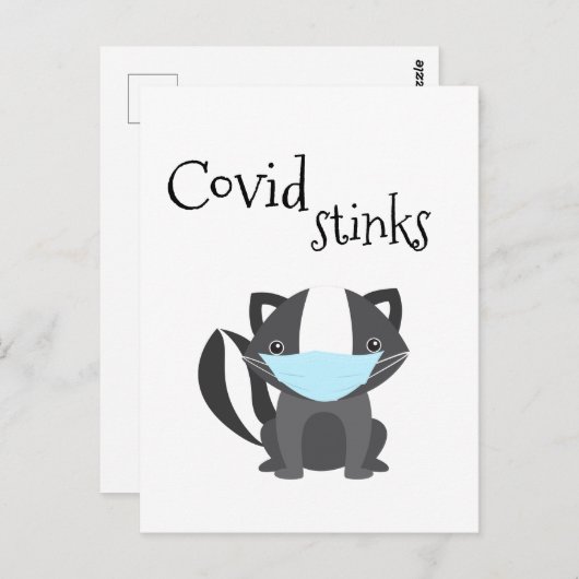 Covid Stinks Funny Skunk Quarantine Face Mask Briefkaart (Voorkant / Achterkant)