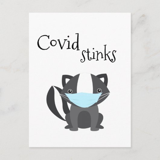 Covid Stinks Funny Skunk Quarantine Face Mask Briefkaart (Voorkant)