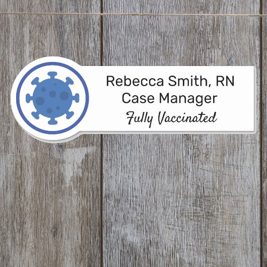 Covid Vaccinated ID Name Tag Blue Magnet Terug