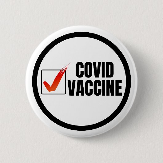 Covid Vaccine Checkmark Pin Button (Voorkant)