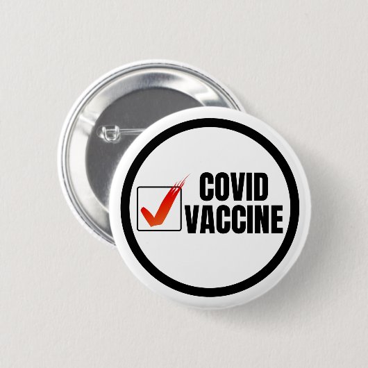 Covid Vaccine Checkmark Pin Button (Voorkant /achterkant)