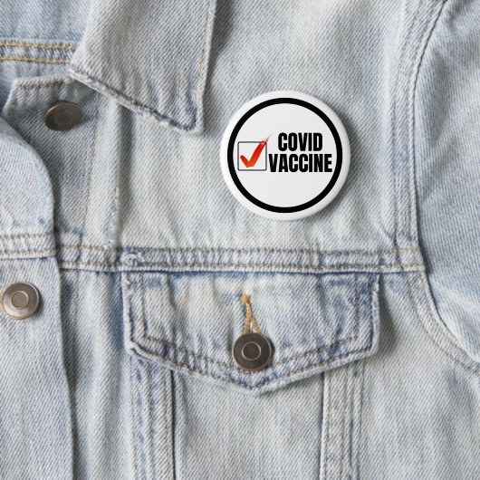 Covid Vaccine Checkmark Pin Button (In situ)