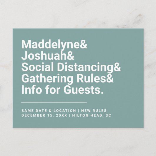 Covid Wedding Safety Rules Briefkaart Green (Voorkant)