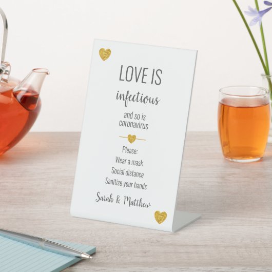 Covid Wedding Voorzorgsmaatregelen Veiligheidsteke Reclamebord Met Voetstuk (Insitu)