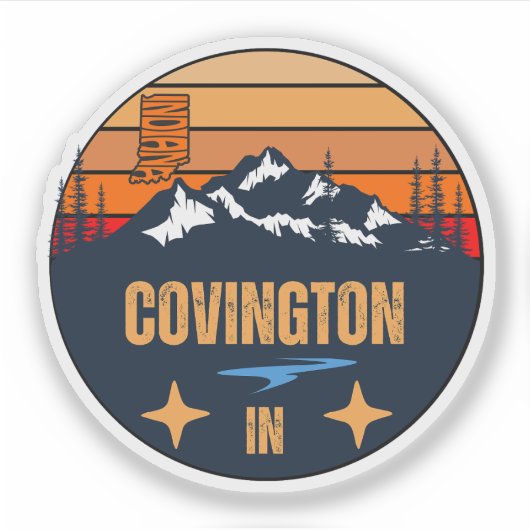 Covington, Indiana Sticker (Voorkant)