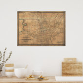 Covington Kentucky 1838 Antiek Panorama Poster (Keuken)