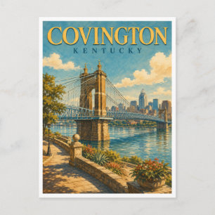 Covington Kentucky Roebling Bridge GeoSaga Briefkaart