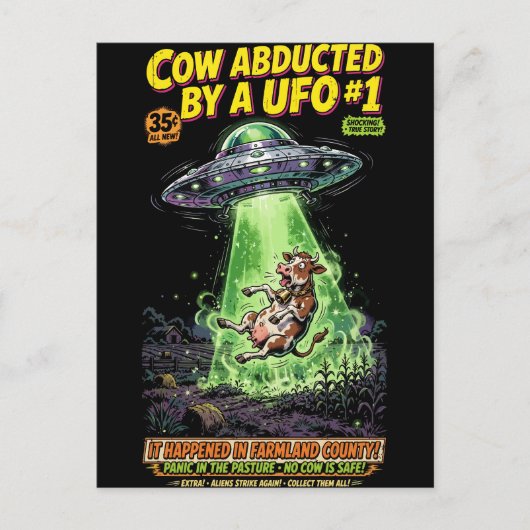 Cow Abducted by a UFO #1 Briefkaart (Voorkant)