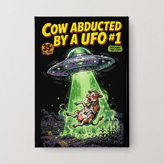 Cow Abducted by a UFO #1 Button (Voorkant)