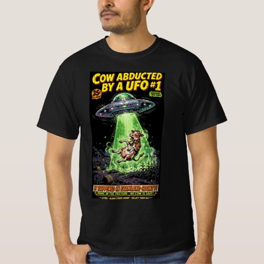 Cow Abducted by a UFO #1 T-shirt (Voorkant)