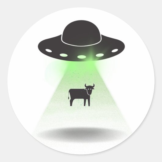 Cow Abduction Ronde Sticker (Voorkant)
