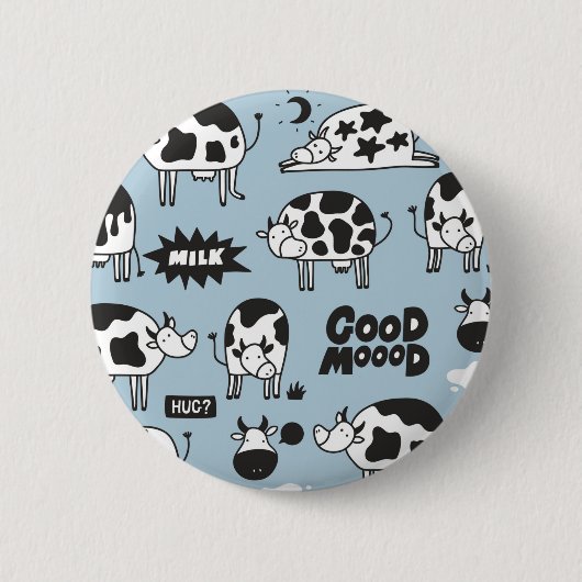 Cow and milk ronde button 5,7 cm (Voorkant)