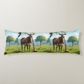Cow & Bassoon Pasture Body Pillow – Whimsical Farm Lichaamskussen (Voorkant)