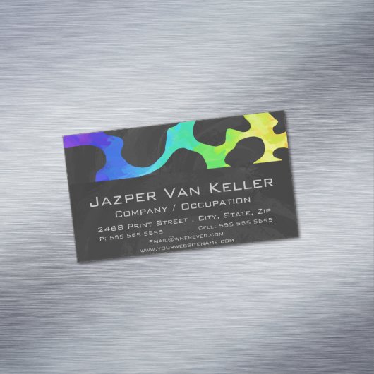 Cow Black en regenboogafdrukken Visitekaartje Magneet (Voorbeeld)