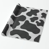 Cow Black en White Print Cadeaupapier (Uitgerold)
