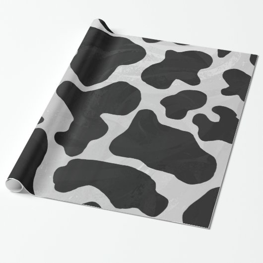 Cow Black en White Print Cadeaupapier (Uitgerold)