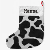 Cow Black en White Print Grote Kerstsok (Achterkant)