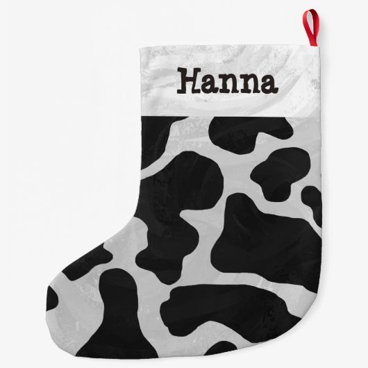 Cow Black en White Print Grote Kerstsok (Achterkant)