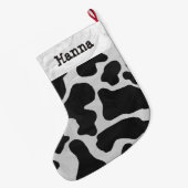 Cow Black en White Print Grote Kerstsok (Achterkant (Hangend))