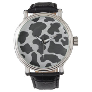 Cow Black en White Print Horloge