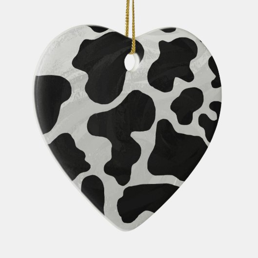 Cow Black en White Print Keramisch Ornament (Rechts)