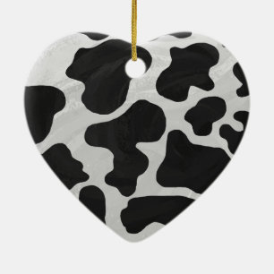 Cow Black en White Print Keramisch Ornament
