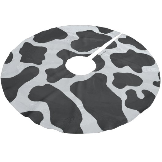Cow Black en White Print Kerstboom Rok (Gekanteld)
