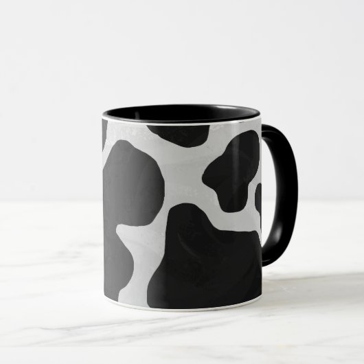 Cow Black en White Print Mok (Voorkant rechts)