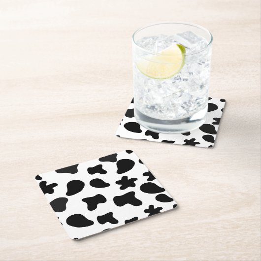 Cow Black White Spots Fur Kartonnen Onderzetters (Insitu)