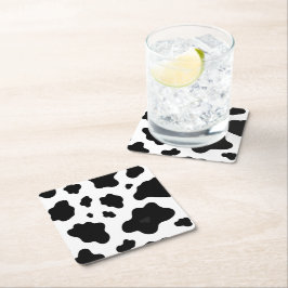 Cow Black White Spots Fur Kartonnen Onderzetters