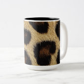 Cow Black White Spots Fur Tweekleurige Koffiemok (Voorkant rechts)