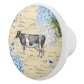  Cow Blue Flower Briefkaart Ceramic Knob. Keramische Knop (Rechts)