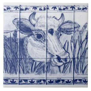  Cow Blue White Art Dedham Delft Trivet Tegeltje