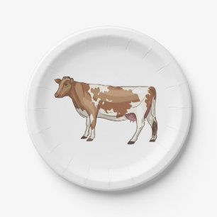 Cow Boerderij County Weduwparty Birthday Brown Papieren Bordje
