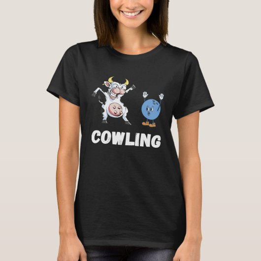 Cow Bowling Ball Bowler Strike Bowling Pin Funny B T-shirt (Voorkant)