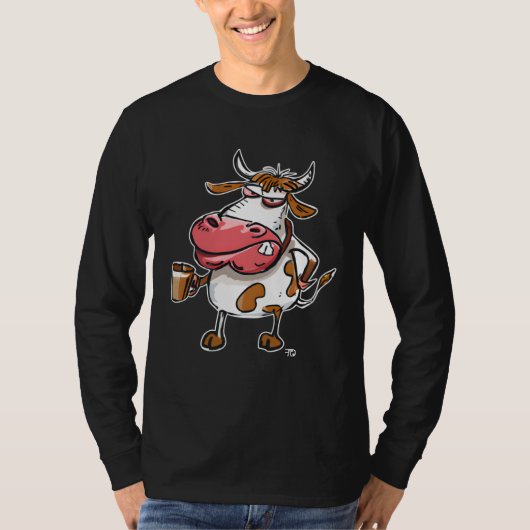 Cow Bull With Coffee Cup T-shirt (Voorkant)