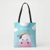 Cow & Butterfly BFFs Aangepaste naam Tote Bag (Voorkant)
