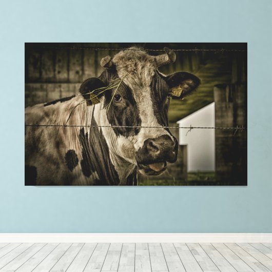 cow canvas afdruk (Insitu (Houten vloer))
