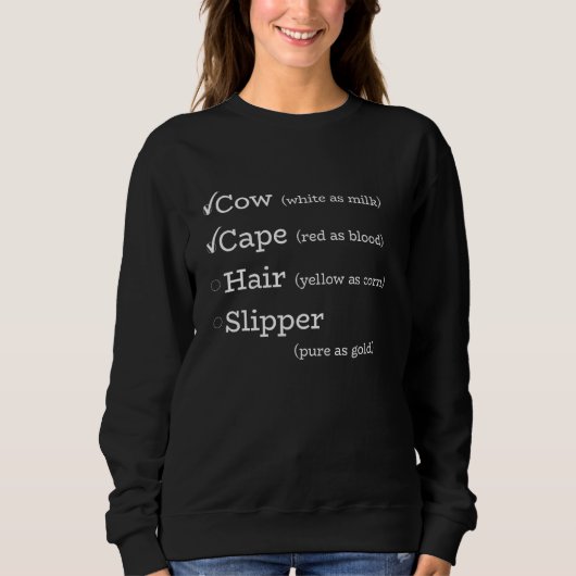 Cow Cape Hair Slipper Musical Theatre Tee Trui (Voorkant)