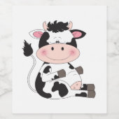 Cow Cartoon Wijn Etiket (Enkel label)