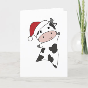 Cow Cheerful Christmas Winter Animals Cows Adult C Feestdagen Kaart