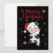 Cow Cheerful Christmas Winter Animals Cows Adult C Feestdagenkaart (Voorkant / Achterkant)