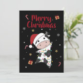 Cow Cheerful Christmas Winter Animals Cows Adult C Feestdagenkaart (Staand voorkant)